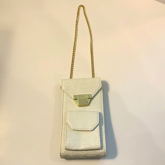 Guess White G Gold Chain Crossbody Small Purse - Picture 1 of 8
